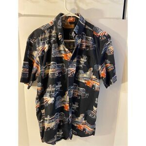 Morgan Creek Mens small Hawaiian shirt vintage trucks route 66 diner